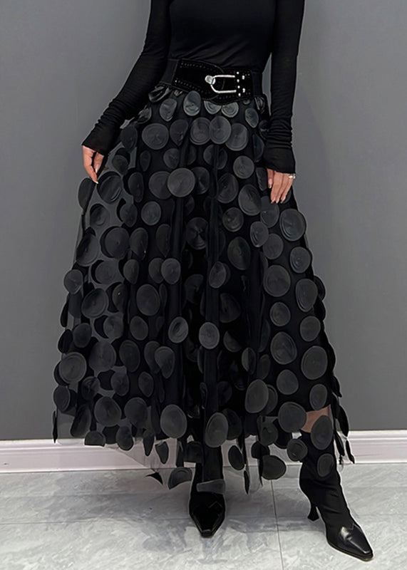 Black Dot Patchwork Tulle Skirt Fall