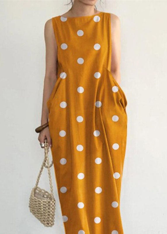 Grace Blue Flowers Print Pockets Long Dresses Sleeveless