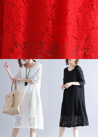 Black Loose Lace Summer Half Sleeve Summer Dress