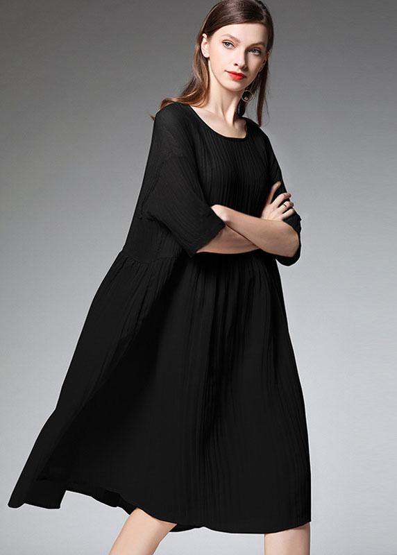 Black O-neck Patchwork Summer Dresses