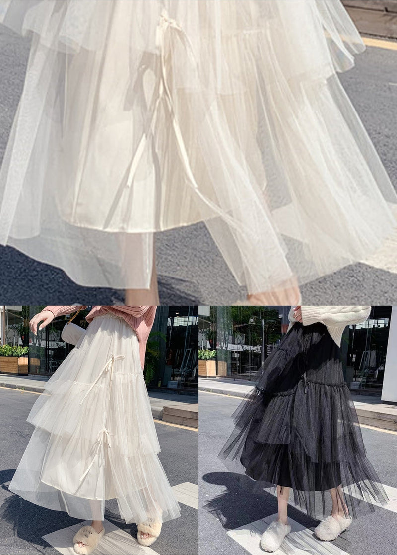 Black Ruffled High Waist Tulle Skirt Summer