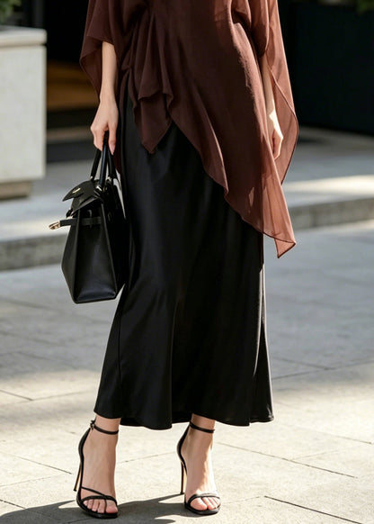 Brown Oversized Draping Chiffon Two Pieces Set Summer