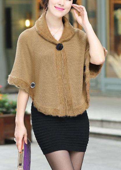 Camel Peter Pan Collar Knit Cardigan Fall