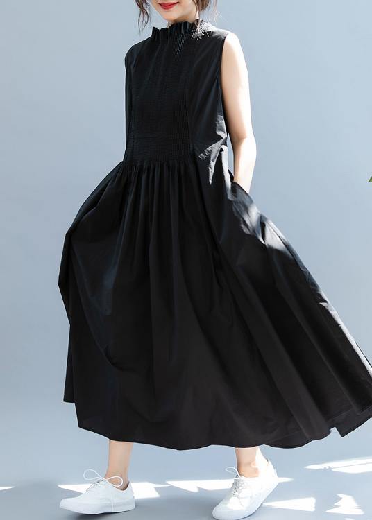 Cinched Cotton Summer Clothes Black Maxi Dress