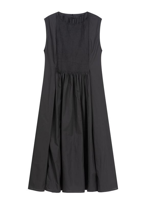 Cinched Cotton Summer Clothes Black Maxi Dress