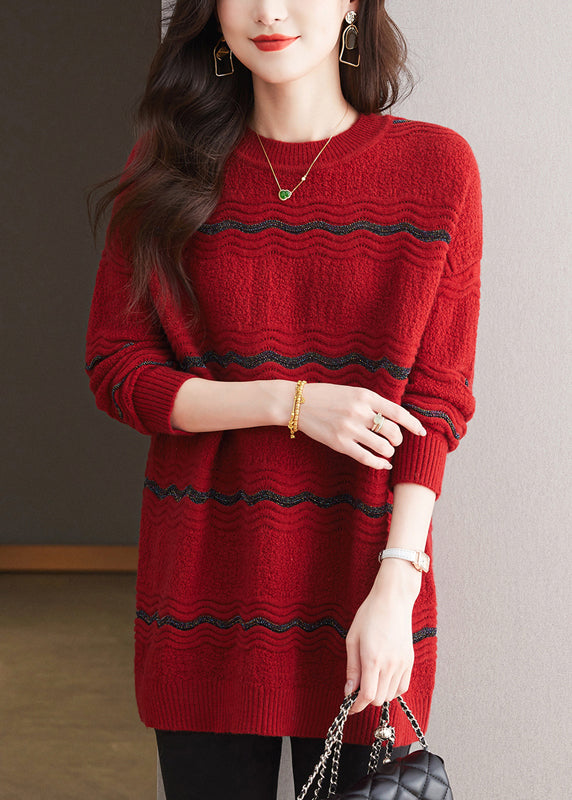 Coffee O Neck Woolen Mid Sweater Spring