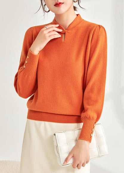 Coffee Original Design Button Wool Knit Sweater Spring