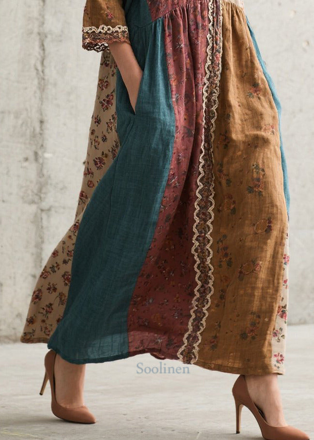 Colorblock Oversized Patchwork Print Cotton Dresses Summer