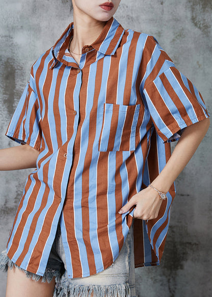 Colorblock Oversized Striped Cotton Top Summer