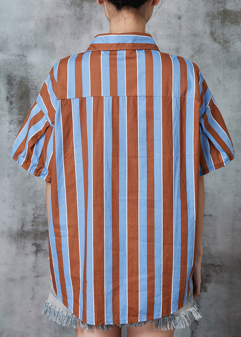 Colorblock Oversized Striped Cotton Top Summer