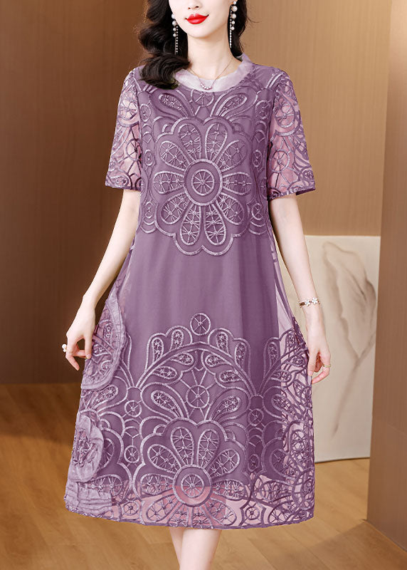 Green Embroidered Ruffled Tulle Long Dresses Short Sleeve