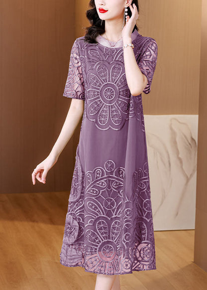 Green Embroidered Ruffled Tulle Long Dresses Short Sleeve