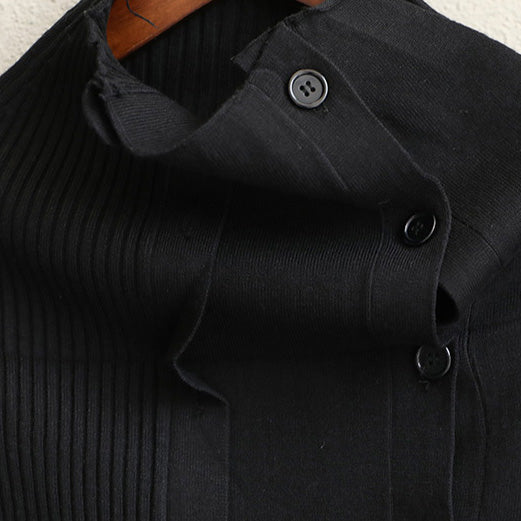 High Neck Button Down Fitted Sweater Tops