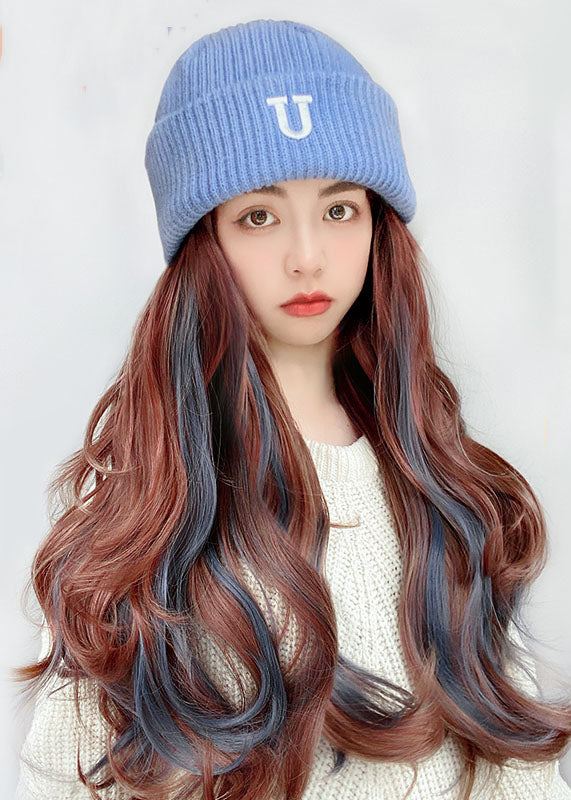 Khaki Cotton Knit Wig One Piece Bonnie Hat