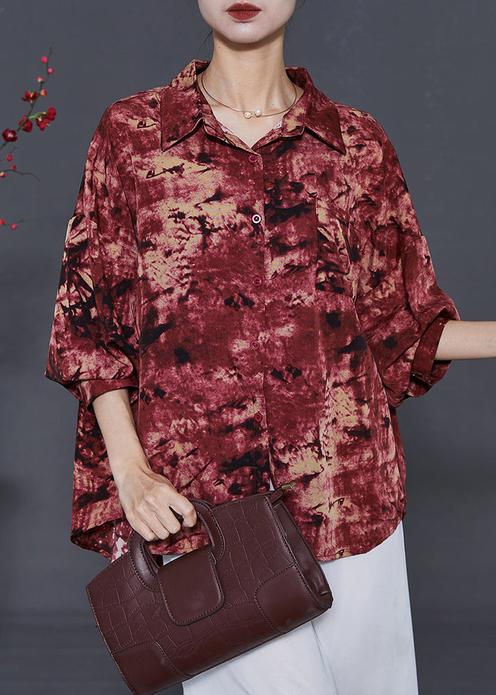 Mulberry Oversized Tie Dye Chiffon Blouse Top Summer