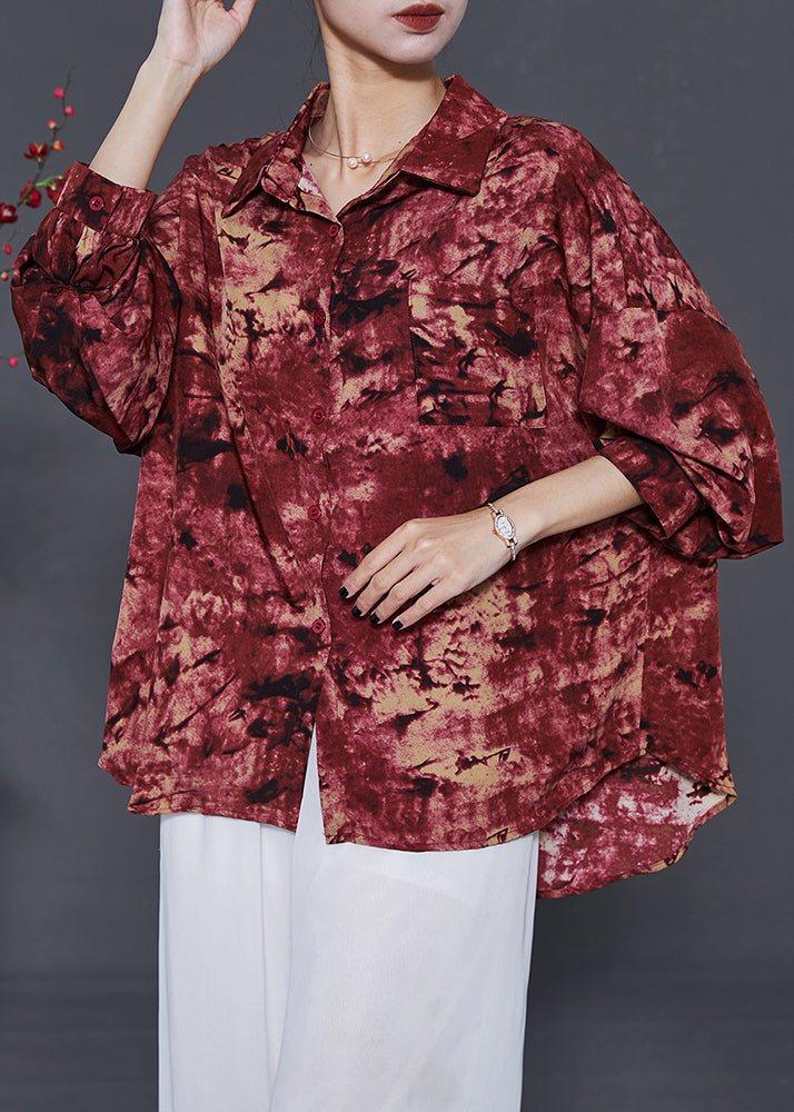 Mulberry Oversized Tie Dye Chiffon Blouse Top Summer
