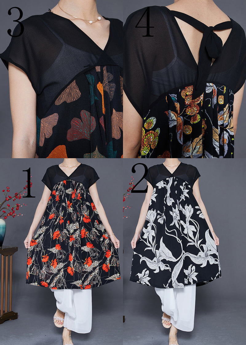 Multi Petalprint Chiffon Long Dresses Summer