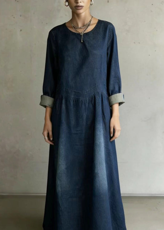 Navy Oversized Denim Ankle Dress Spring