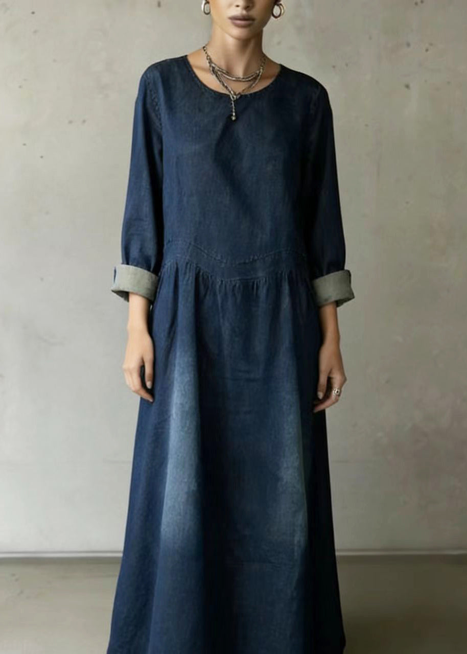Navy Oversized Denim Ankle Dress Spring