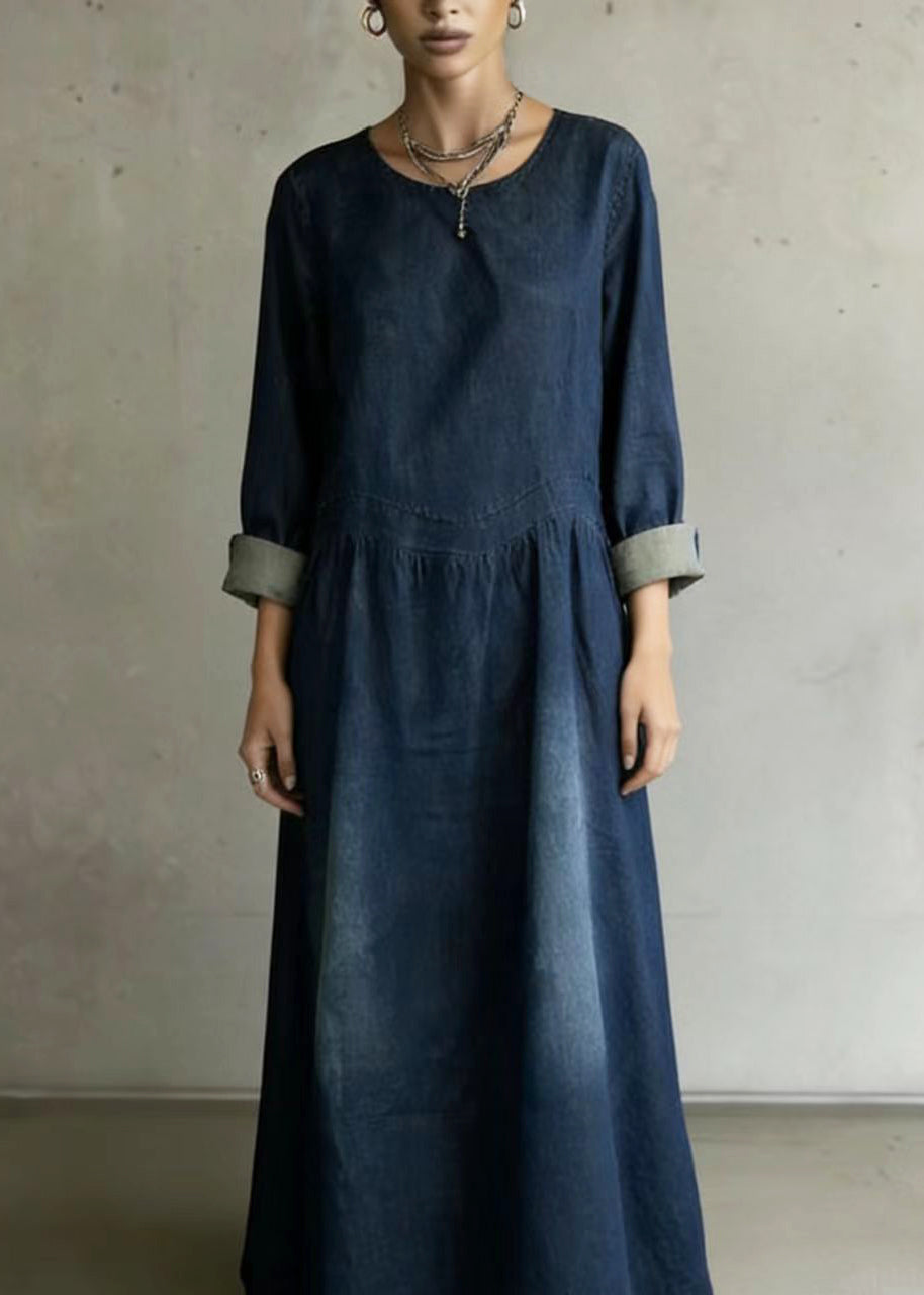 Navy Oversized Denim Ankle Dress Spring