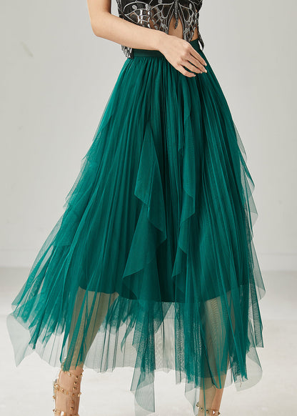 Peacock Green Ruffled Tulle Holiday Skirts Summer