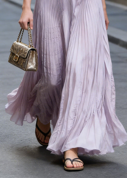 Pink Wrinkled Exra Large Hem Chiffon Skirts Summer