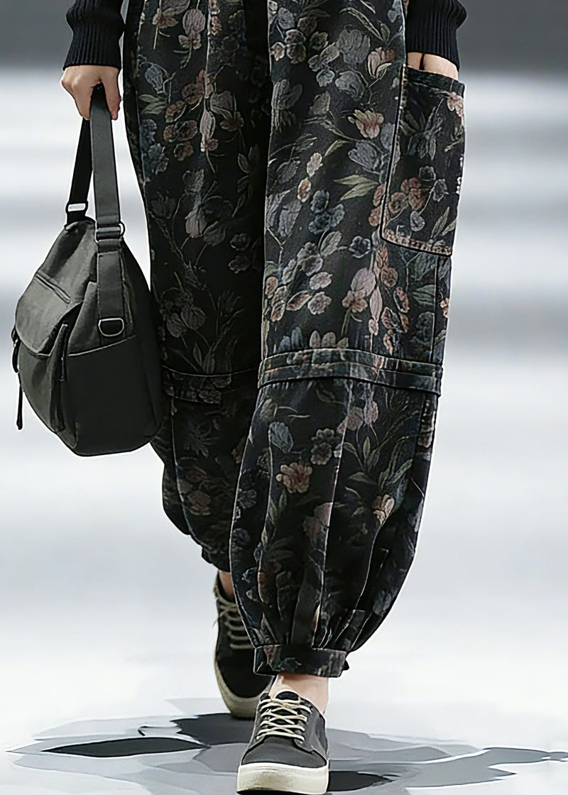 Print Denim Pants Lantern Pants Cotton