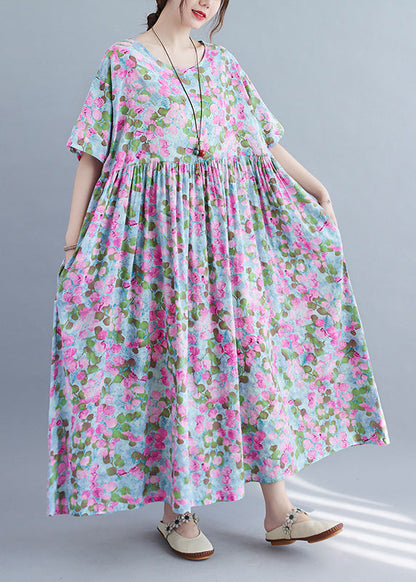 Purple Print Patchwork Holiday Long Dress Summer