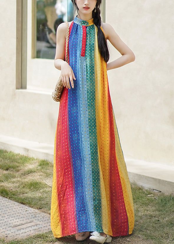 Rainbow Dot Pockets Long Dress Sleeveless