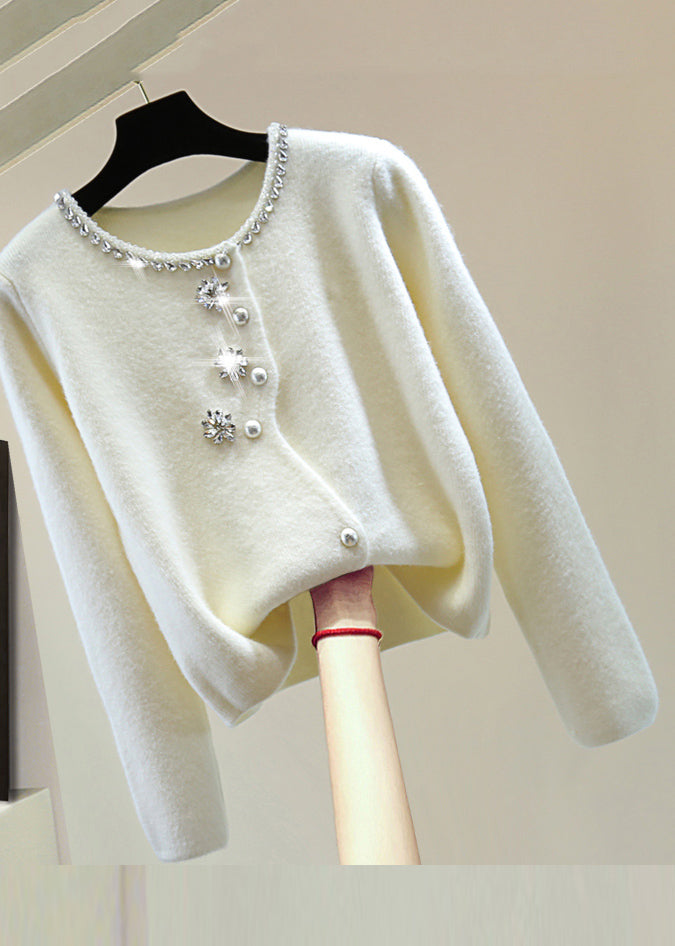 Red O-neck Thick Cotton Knit Sweater Winter