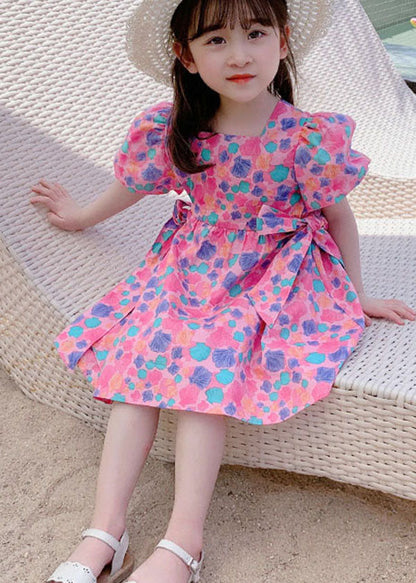 Rose Print Off the Back Patchwork Cotton Baby Dress Summer
