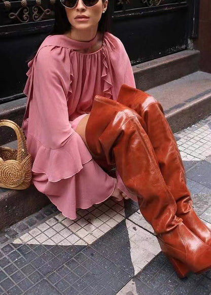 Rose Ruffles Work Dress Flare Sleeve
