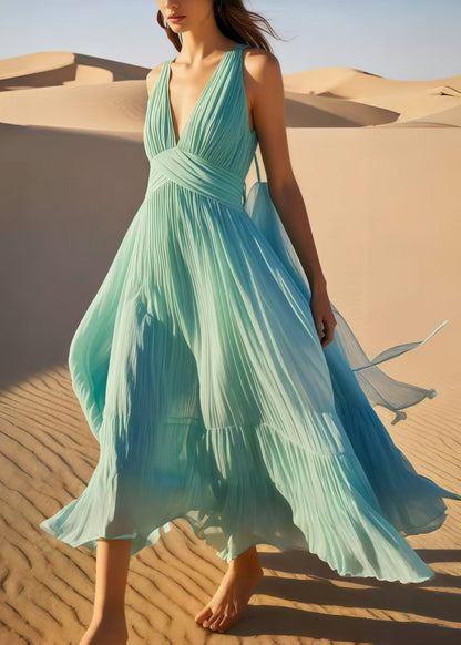 Sky Blue Exra Large Hem Chiffon Cami Dress Summer