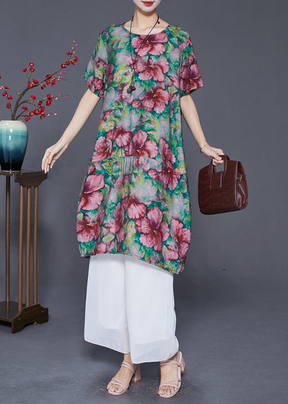 Slim Fit Print Linen Holiday Dress Summer