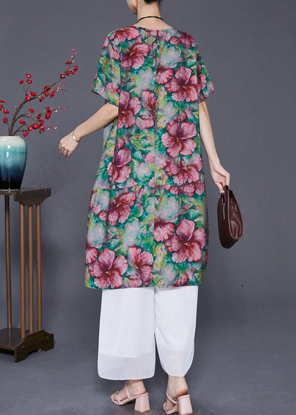 Slim Fit Print Linen Holiday Dress Summer