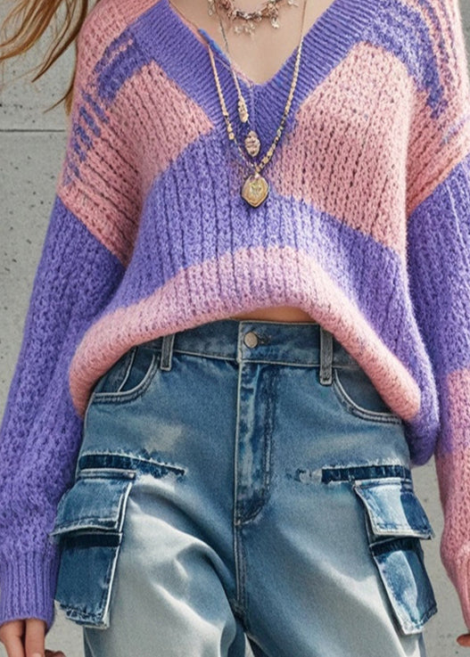 V Neck Chunky Oversized Knit Sweaters Fall