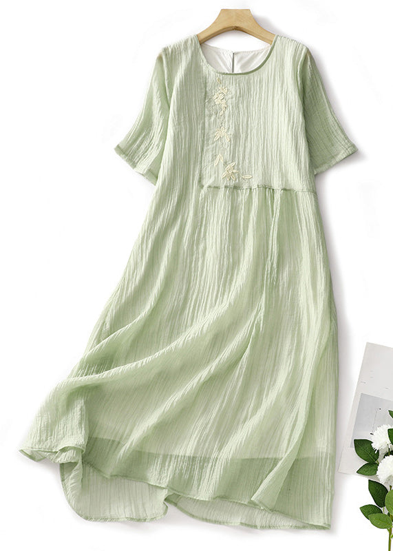 White Embroidered Linen Long Dresses Summer