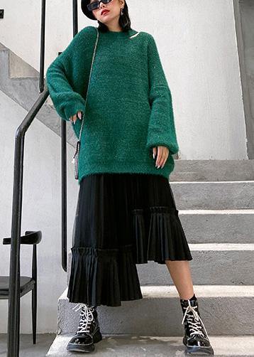 Black Cotton Quilting Skirt Layered Tunic High Waist Skirts