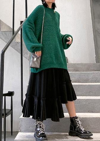 Black Cotton Quilting Skirt Layered Tunic High Waist Skirts