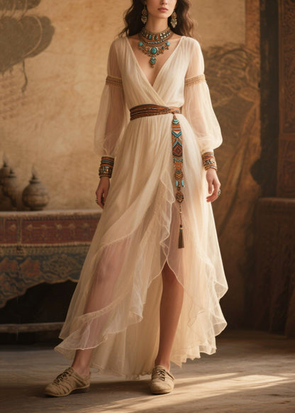 Style White Tasseled Tulle Tunic Dress Summer