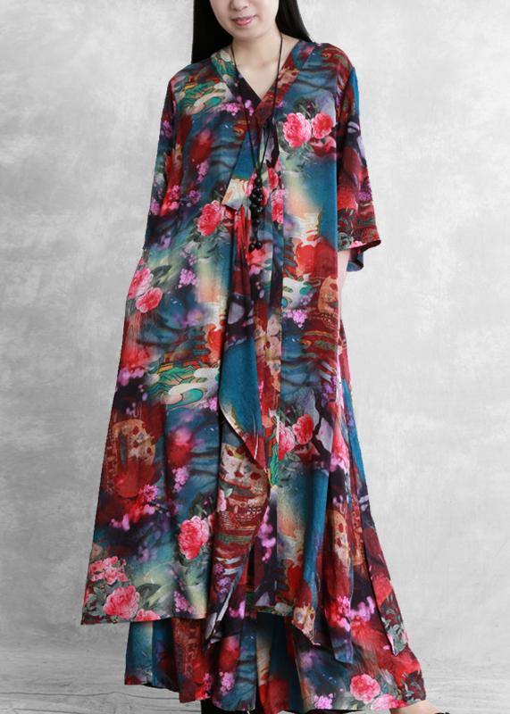 Style Suit Summer Novel Literary Print Loose Two-piece