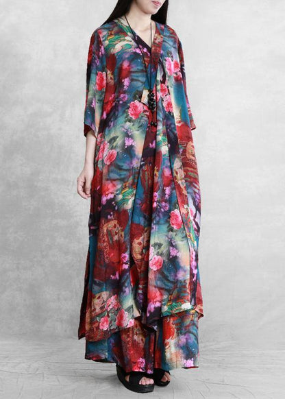 Style Suit Summer Novel Literary Print Loose Two-piece