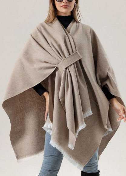 European and American New Blue Knitted Cape