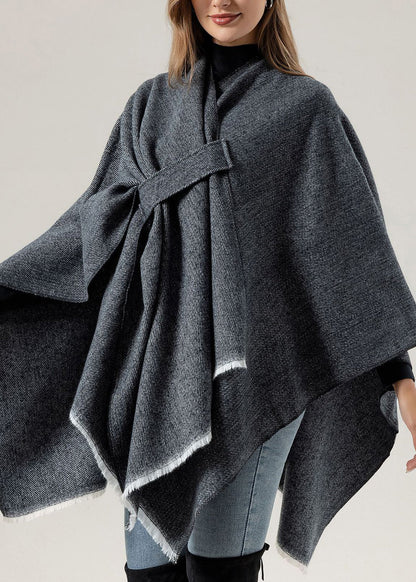 European and American New Blue Knitted Cape