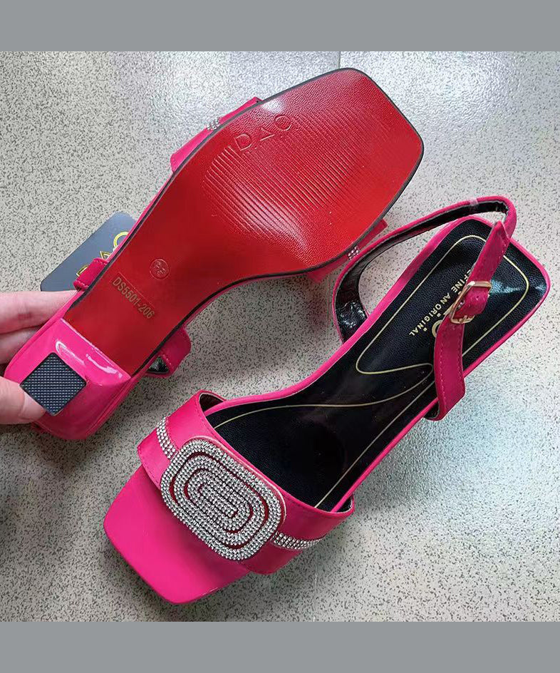 European and American Rose Zircon Open Toe High Heels Sandals
