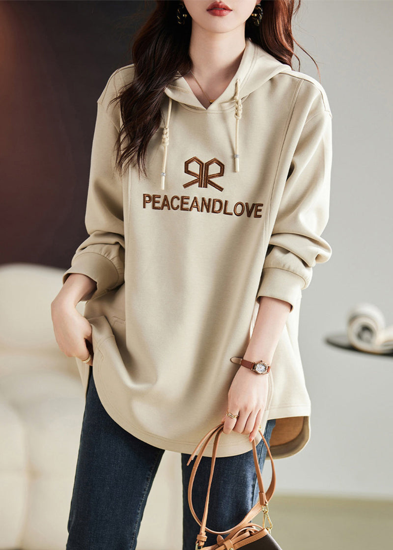 Apricot Embroidered Cotton Sweatshirts Top Spring