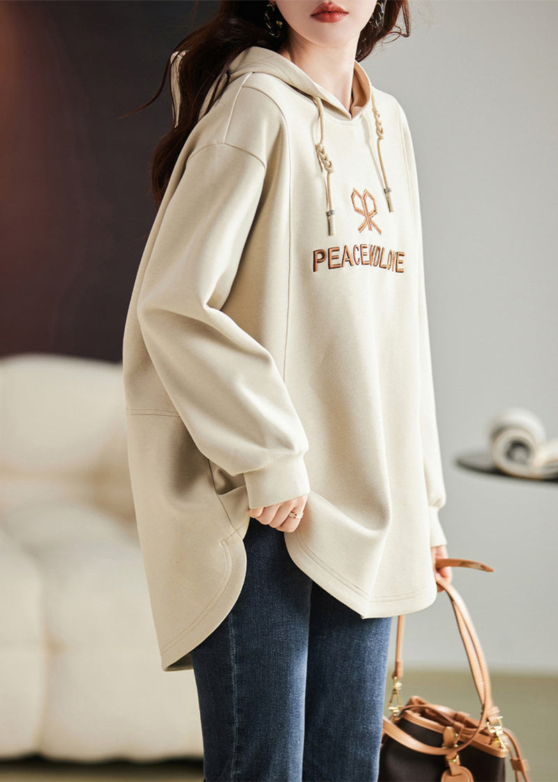 Apricot Embroidered Cotton Sweatshirts Top Spring