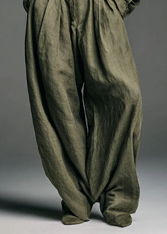 Army Green Shirt and Pants Two-piece Set Spring
