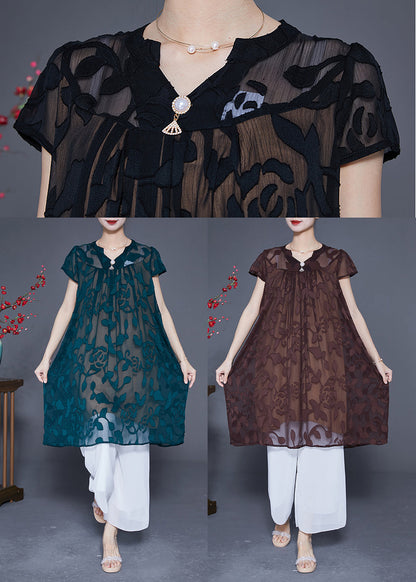 Black Embroideried Oversized Tulle Dress Summer