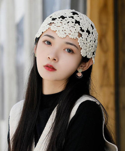 Black Hollow Out Knit Bonnie Hat
